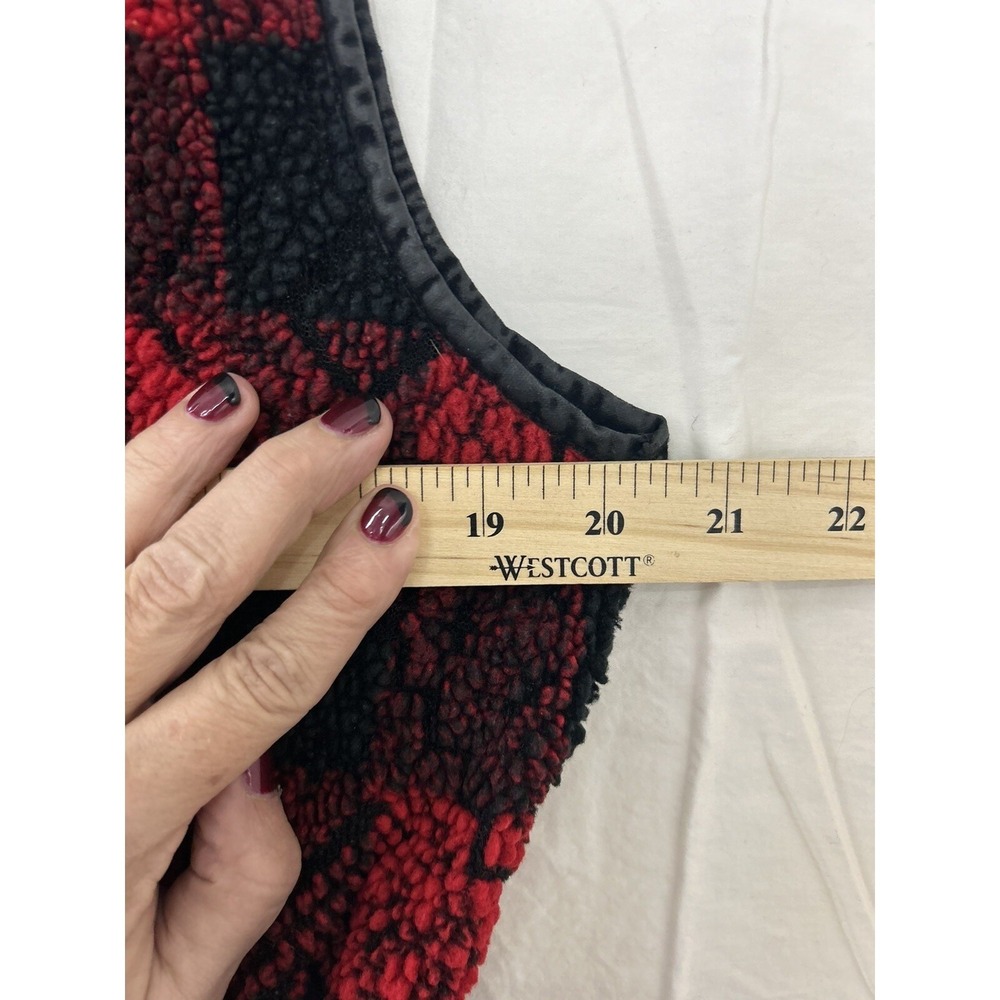 Woolrich Womens Red Black Buffalo Plaid Sherpa Fleece Zip‎ Up Vest Medium M - Picture 6 of 9